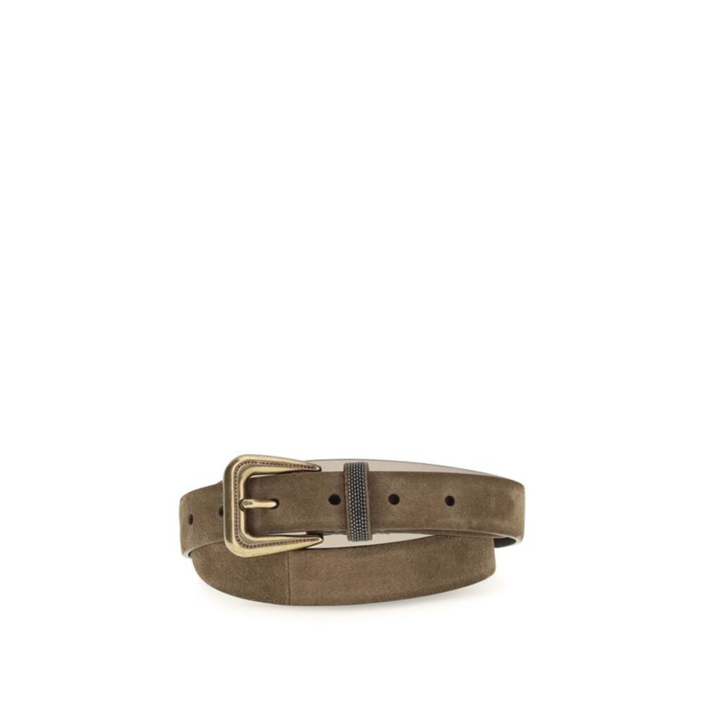 Brunello Cucinelli Women Suede Belt With Monili Detail